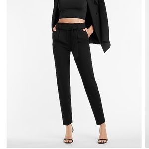 Express High Waisted Paperbag Ankle Pant, Black, Size 8
